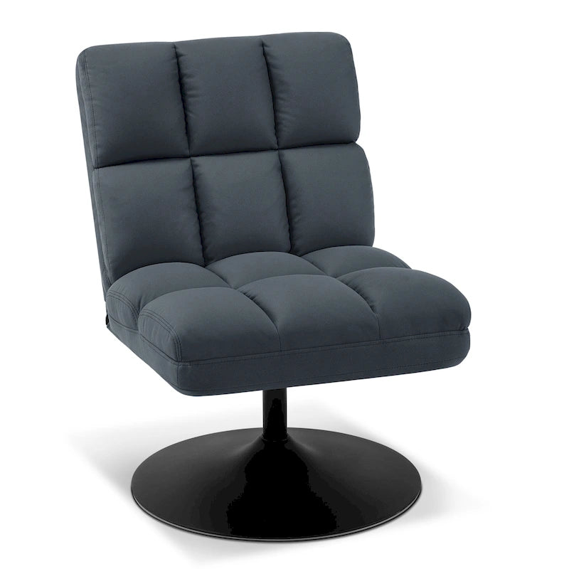 Swivel Accent Chairs, Modern Leisure Chairs for Living Room, Upholstered Armless Chair, Leathaire Fabric 4380