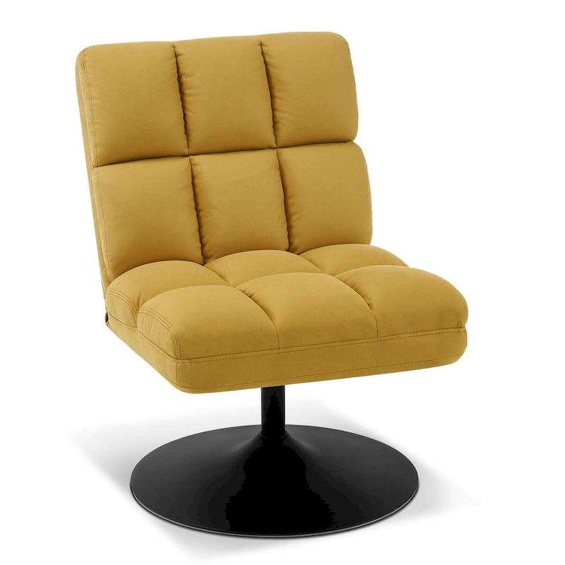 Swivel Accent Chairs, Modern Leisure Chairs for Living Room, Upholstered Armless Chair, Leathaire Fabric 4380