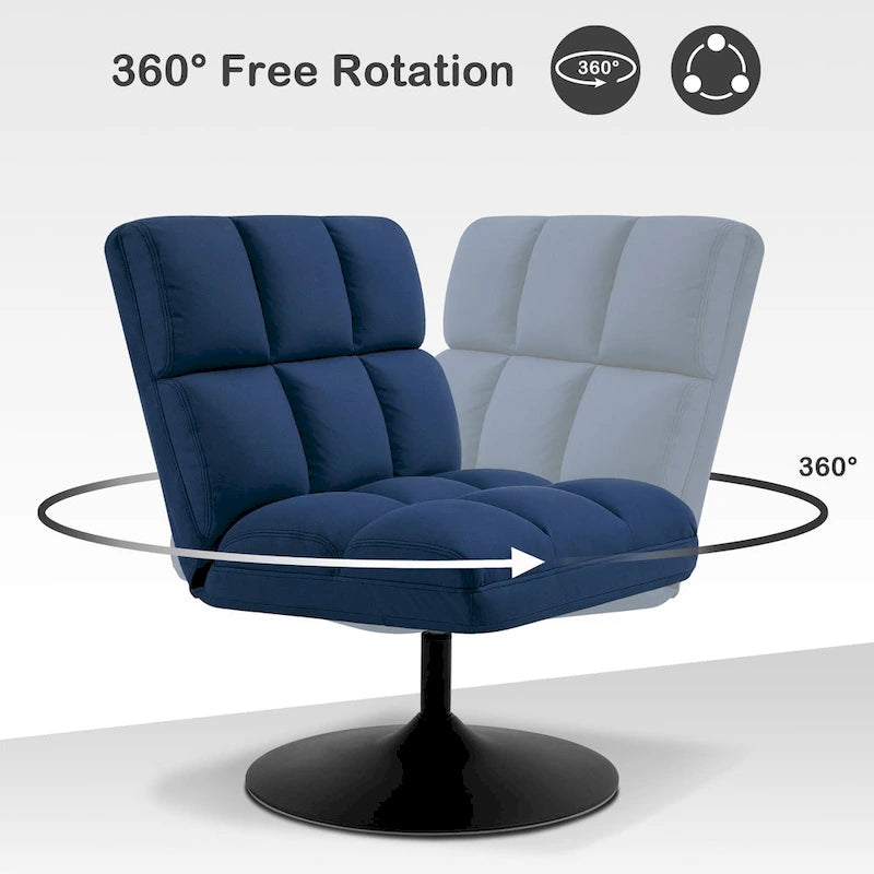 Swivel Accent Chairs, Modern Leisure Chairs for Living Room, Upholstered Armless Chair, Leathaire Fabric 4380