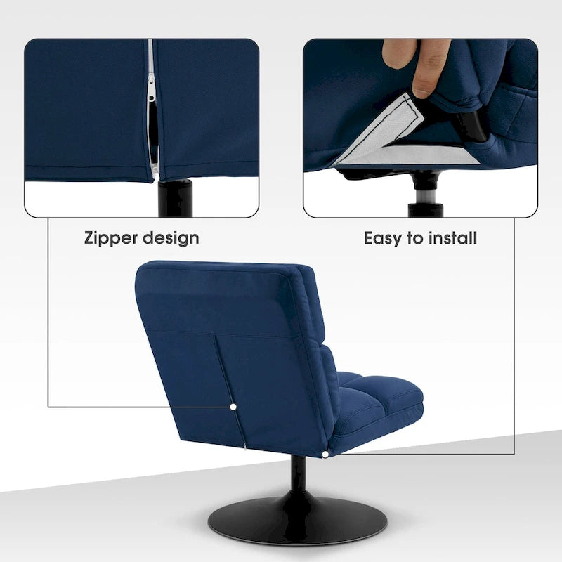 Swivel Accent Chairs, Modern Leisure Chairs for Living Room, Upholstered Armless Chair, Leathaire Fabric 4380