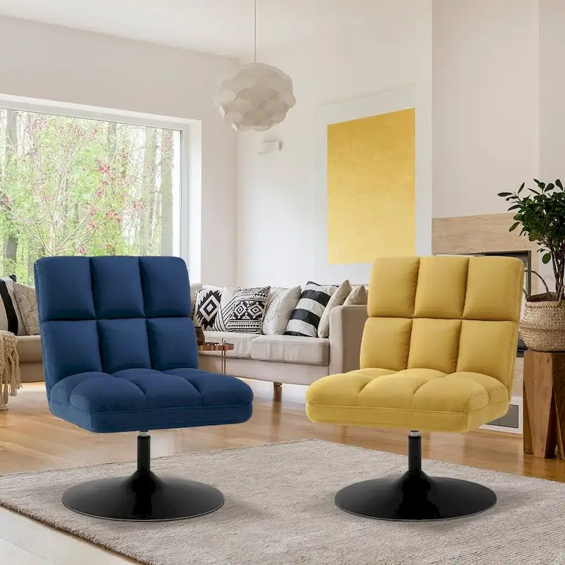 Swivel Accent Chairs, Modern Leisure Chairs for Living Room, Upholstered Armless Chair, Leathaire Fabric 4380
