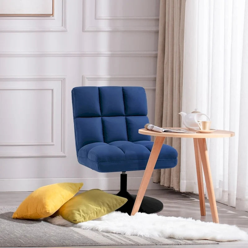 Swivel Accent Chairs, Modern Leisure Chairs for Living Room, Upholstered Armless Chair, Leathaire Fabric 4380