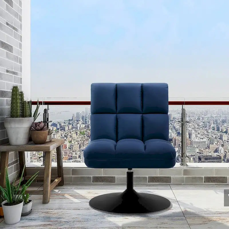 Swivel Accent Chairs, Modern Leisure Chairs for Living Room, Upholstered Armless Chair, Leathaire Fabric 4380