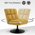 Swivel Accent Chairs, Modern Leisure Chairs for Living Room, Upholstered Armless Chair, Leathaire Fabric 4380
