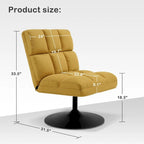 Swivel Accent Chairs, Modern Leisure Chairs for Living Room, Upholstered Armless Chair, Leathaire Fabric 4380