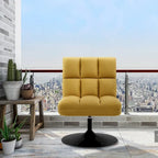 Swivel Accent Chairs, Modern Leisure Chairs for Living Room, Upholstered Armless Chair, Leathaire Fabric 4380