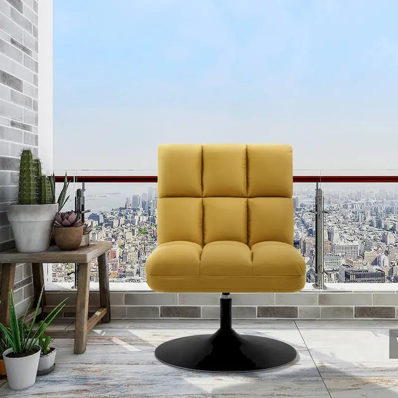 Swivel Accent Chairs, Modern Leisure Chairs for Living Room, Upholstered Armless Chair, Leathaire Fabric 4380