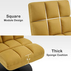 Swivel Accent Chairs, Modern Leisure Chairs for Living Room, Upholstered Armless Chair, Leathaire Fabric 4380