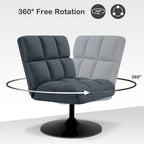 Swivel Accent Chairs, Modern Leisure Chairs for Living Room, Upholstered Armless Chair, Leathaire Fabric 4380