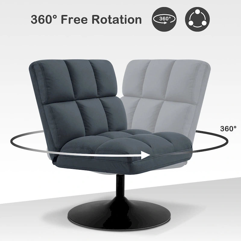 Swivel Accent Chairs, Modern Leisure Chairs for Living Room, Upholstered Armless Chair, Leathaire Fabric 4380