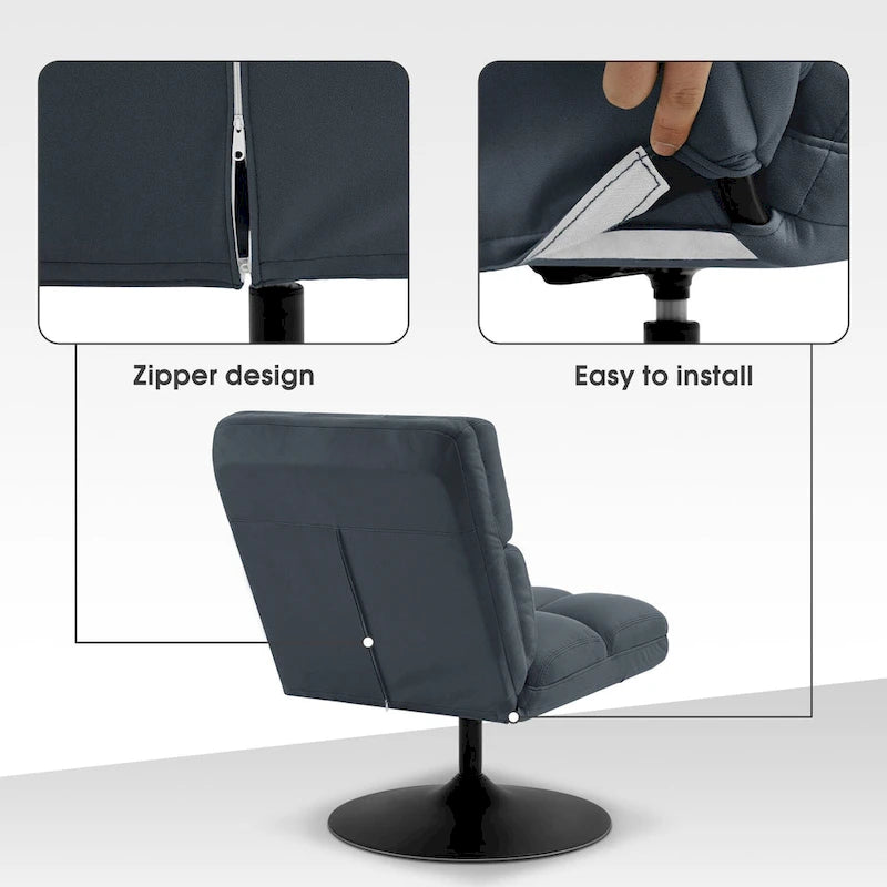 Swivel Accent Chairs, Modern Leisure Chairs for Living Room, Upholstered Armless Chair, Leathaire Fabric 4380