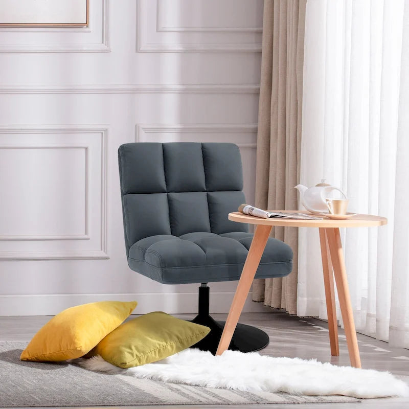 Swivel Accent Chairs, Modern Leisure Chairs for Living Room, Upholstered Armless Chair, Leathaire Fabric 4380