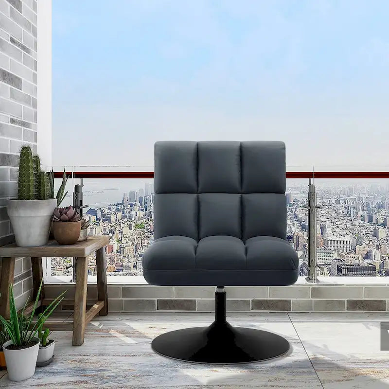 Swivel Accent Chairs, Modern Leisure Chairs for Living Room, Upholstered Armless Chair, Leathaire Fabric 4380