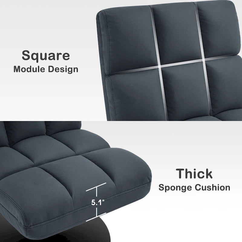 Swivel Accent Chairs, Modern Leisure Chairs for Living Room, Upholstered Armless Chair, Leathaire Fabric 4380