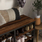2-in-1 Hall Tree Shoe Bench Set with Coat Rack5-Hook