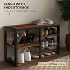 2-in-1 Hall Tree Shoe Bench Set with Coat Rack5-Hook