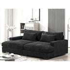 Luxe Sleeper Sofa with Soft Corduroy Upholstery Double Chaise Design Convertible to Twin Size Bed Extra Large