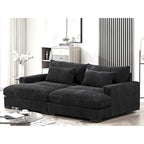 Luxe Sleeper Sofa with Soft Corduroy Upholstery Double Chaise Design Convertible to Twin Size Bed Extra Large