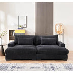 Luxe Sleeper Sofa with Soft Corduroy Upholstery Double Chaise Design Convertible to Twin Size Bed Extra Large