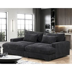 Luxe Sleeper Sofa with Soft Corduroy Upholstery Double Chaise Design Convertible to Twin Size Bed Extra Large