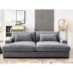 Luxe Sleeper Sofa with Soft Corduroy Upholstery Double Chaise Design Convertible to Twin Size Bed Extra Large