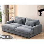 Luxe Sleeper Sofa with Soft Corduroy Upholstery Double Chaise Design Convertible to Twin Size Bed Extra Large