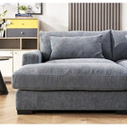 Luxe Sleeper Sofa with Soft Corduroy Upholstery Double Chaise Design Convertible to Twin Size Bed Extra Large