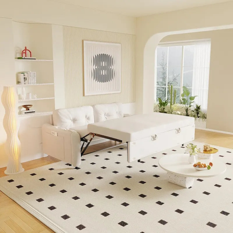 66.2  Queen Pull Out Sofa Bed with Storage and 2 Soft Pillows