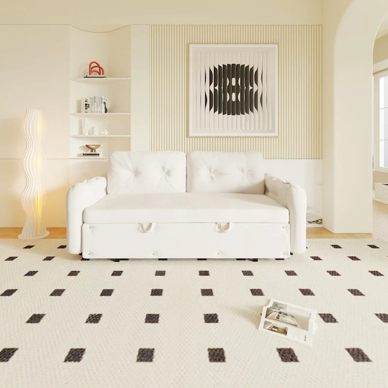 66.2  Queen Pull Out Sofa Bed with Storage and 2 Soft Pillows