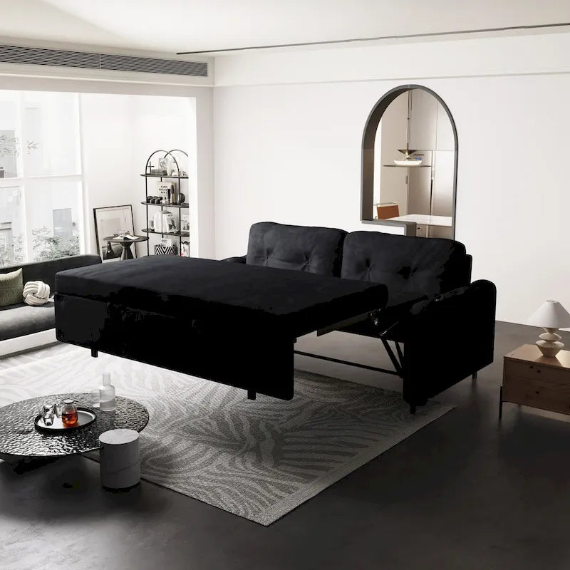 66.2  Queen Pull Out Sofa Bed with Storage and 2 Soft Pillows