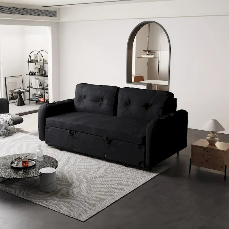 66.2  Queen Pull Out Sofa Bed with Storage and 2 Soft Pillows