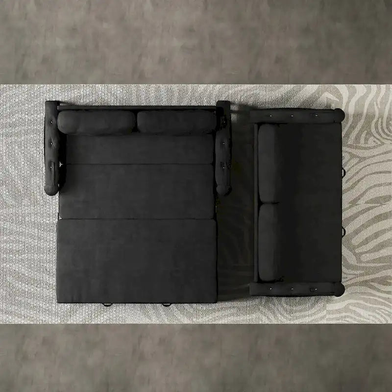 66.2  Queen Pull Out Sofa Bed with Storage and 2 Soft Pillows