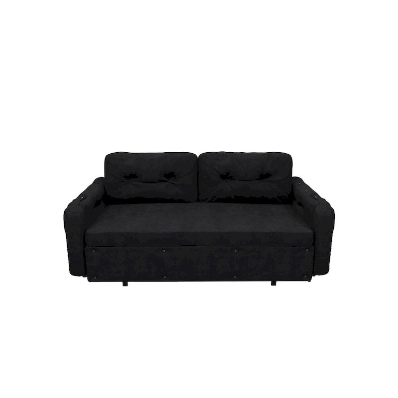 66.2  Queen Pull Out Sofa Bed with Storage and 2 Soft Pillows