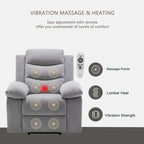 Electric recliner with seat heating and adjustable massage function