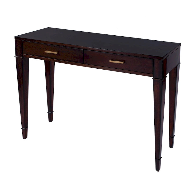 2 Drawer 46  Burl Wood Console Table