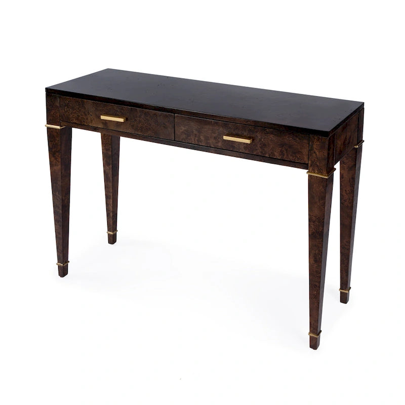 2 Drawer 46  Burl Wood Console Table