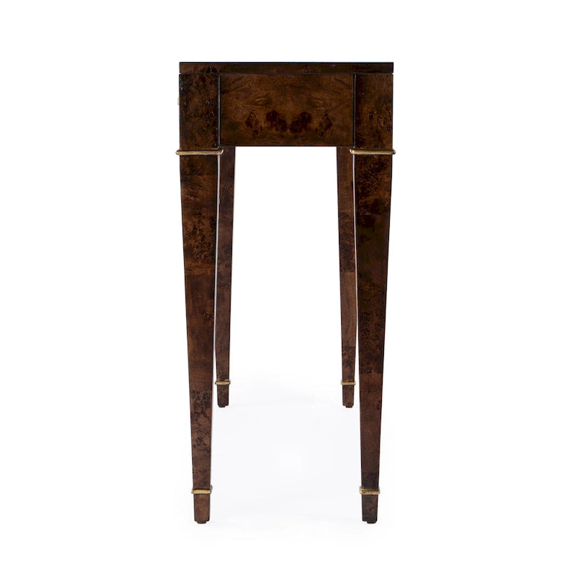 2 Drawer 46  Burl Wood Console Table