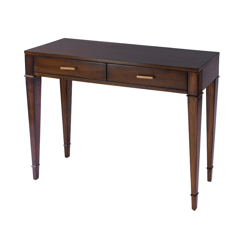 2 Drawer 46  Burl Wood Console Table