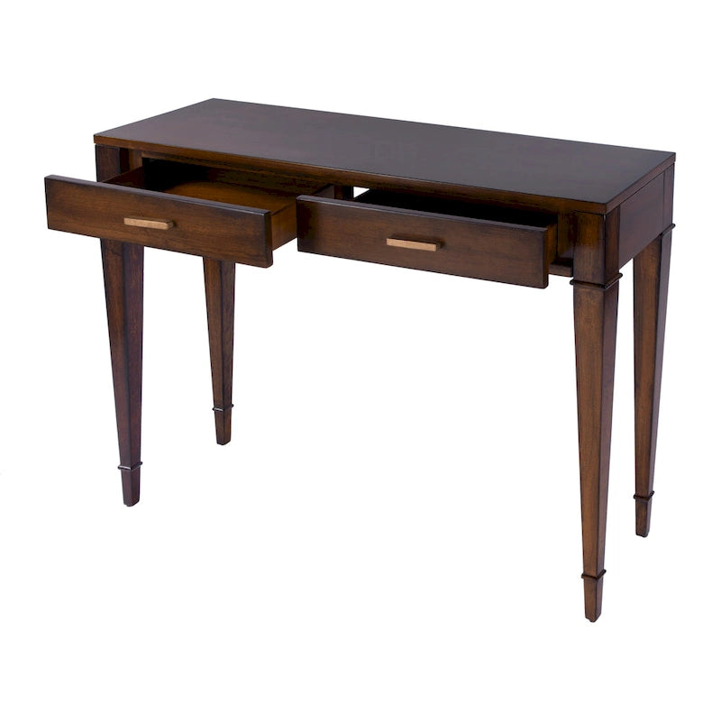 2 Drawer 46  Burl Wood Console Table