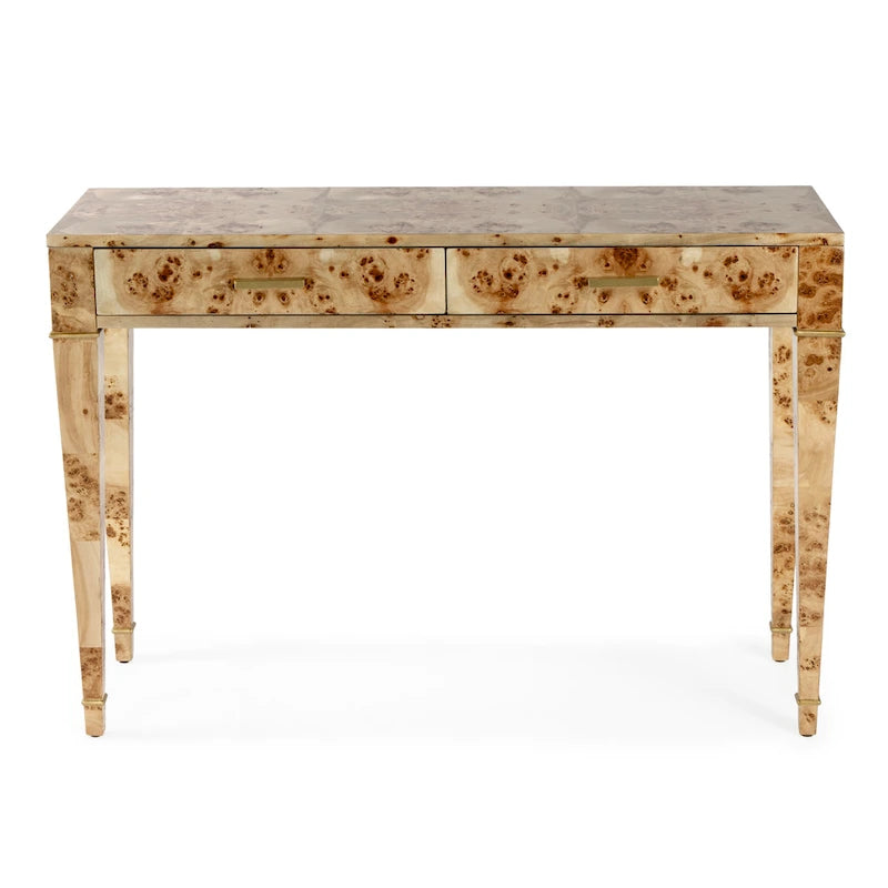2 Drawer 46  Burl Wood Console Table