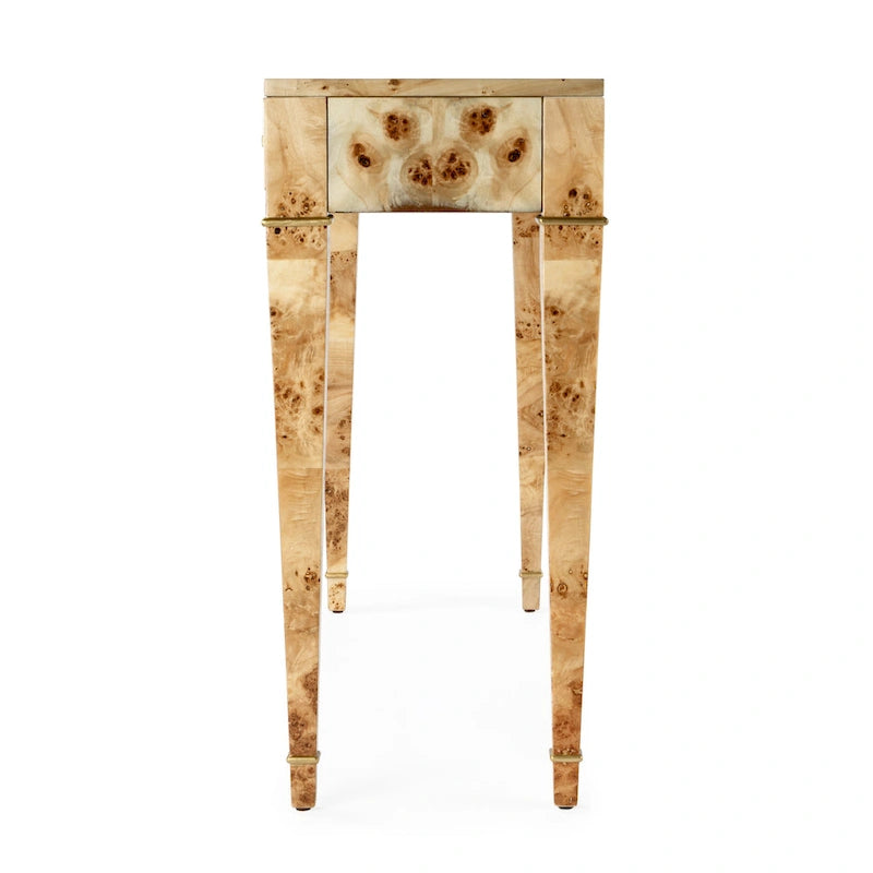 2 Drawer 46  Burl Wood Console Table