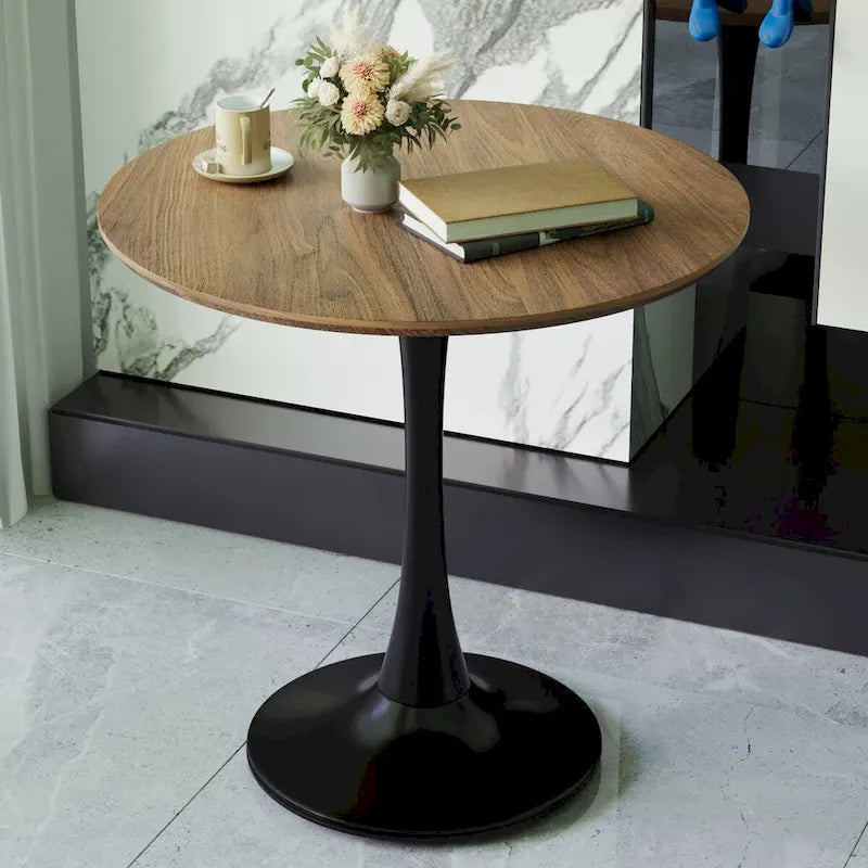 Round Dining Table, 31.5  Tulip Table Kitchen Dining Table 2-4 People with MDF Table Top & Pedestal Base, End Table