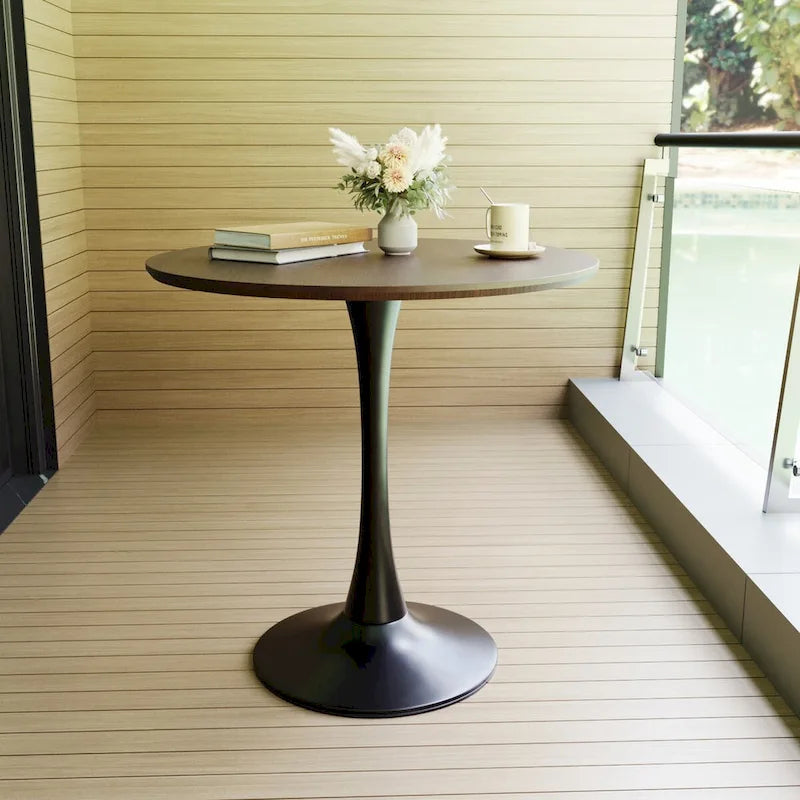 Round Dining Table, 31.5  Tulip Table Kitchen Dining Table 2-4 People with MDF Table Top & Pedestal Base, End Table