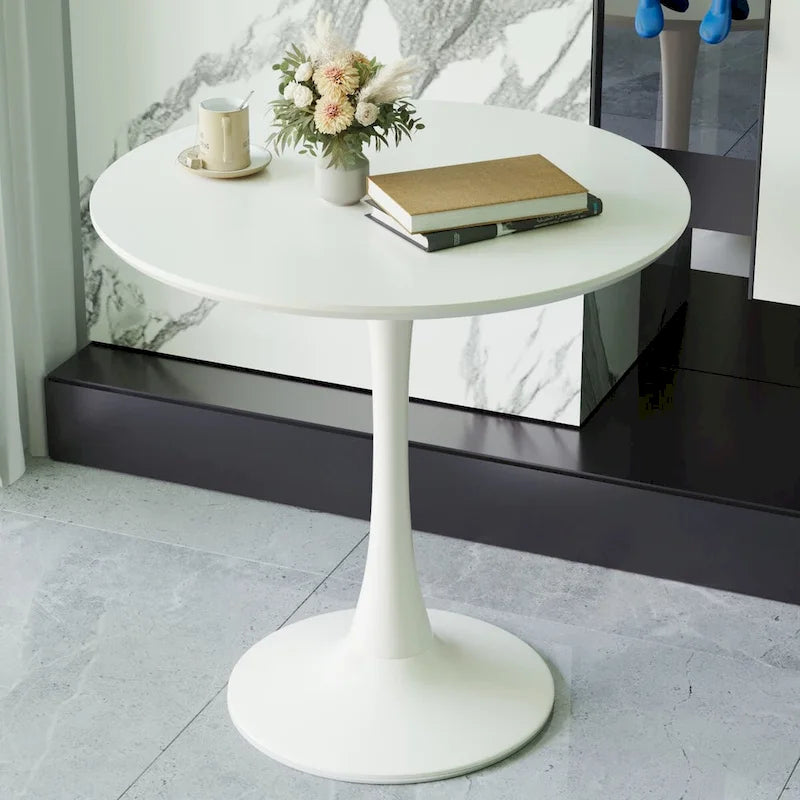 Round Dining Table, 31.5  Tulip Table Kitchen Dining Table 2-4 People with MDF Table Top & Pedestal Base, End Table