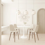Round Dining Table, 31.5  Tulip Table Kitchen Dining Table 2-4 People with MDF Table Top & Pedestal Base, End Table