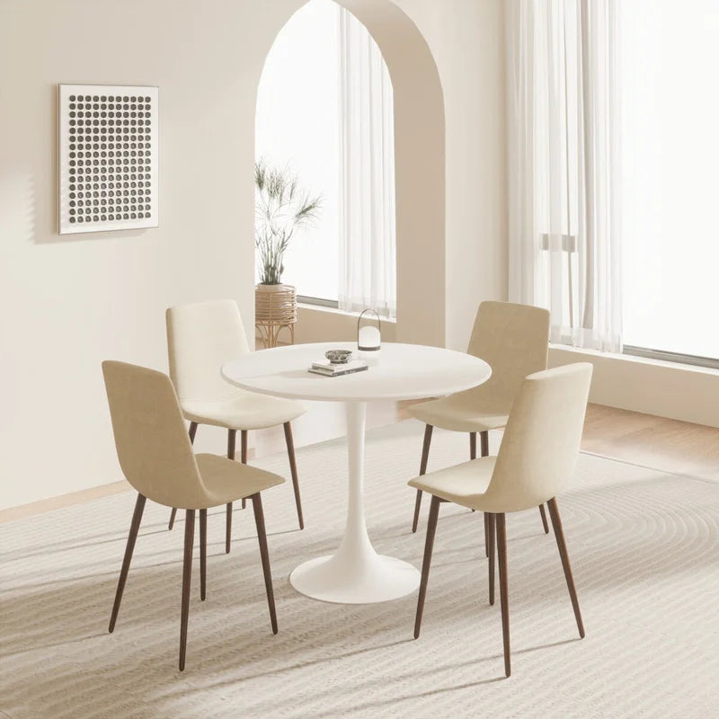 Round Dining Table, 31.5  Tulip Table Kitchen Dining Table 2-4 People with MDF Table Top & Pedestal Base, End Table