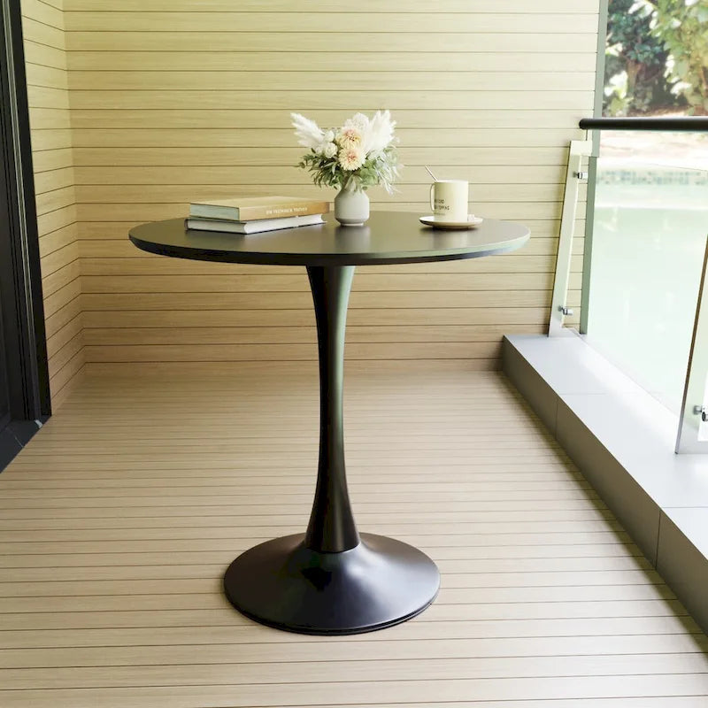 Round Dining Table, 31.5  Tulip Table Kitchen Dining Table 2-4 People with MDF Table Top & Pedestal Base, End Table