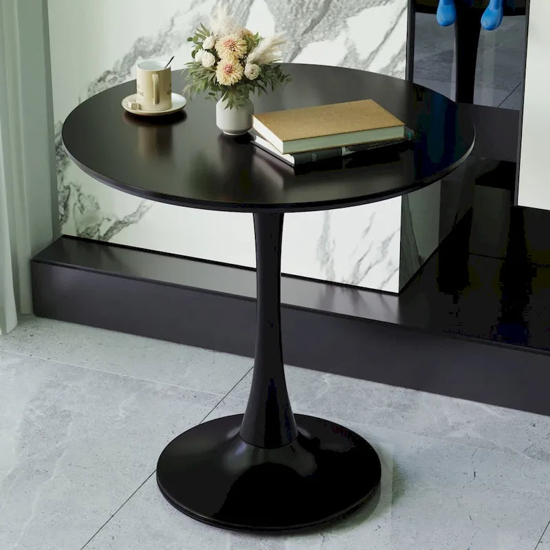 Round Dining Table, 31.5  Tulip Table Kitchen Dining Table 2-4 People with MDF Table Top & Pedestal Base, End Table