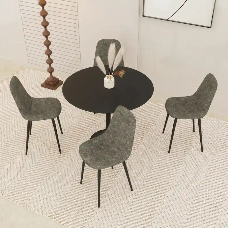 Round Dining Table, 31.5  Tulip Table Kitchen Dining Table 2-4 People with MDF Table Top & Pedestal Base, End Table