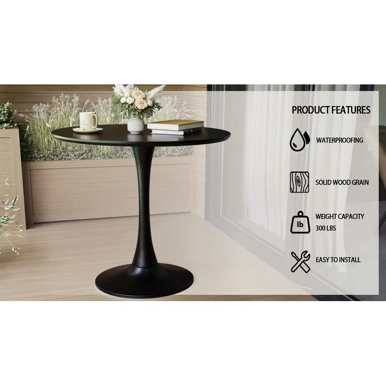 Round Dining Table, 31.5  Tulip Table Kitchen Dining Table 2-4 People with MDF Table Top & Pedestal Base, End Table